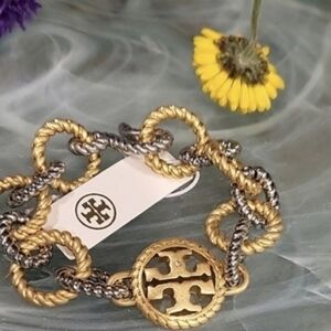 Tory Burch Gold and Silver Chain Bracelet